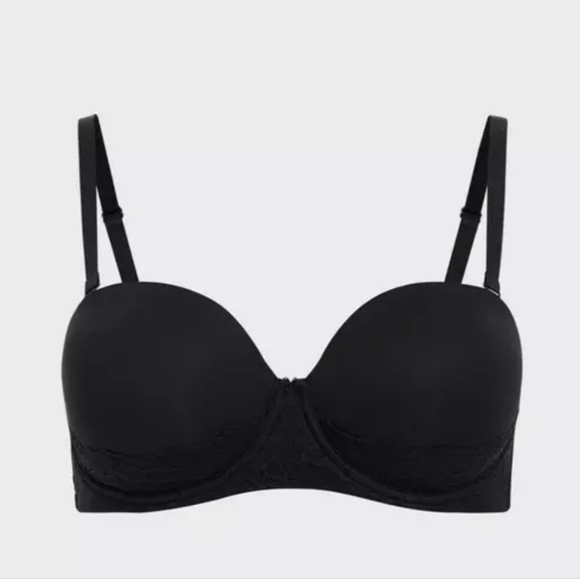 Removeable Straps (Strapless) Black With Lace-Detail Bra for Supportive Comfort - Picture 4 of 5